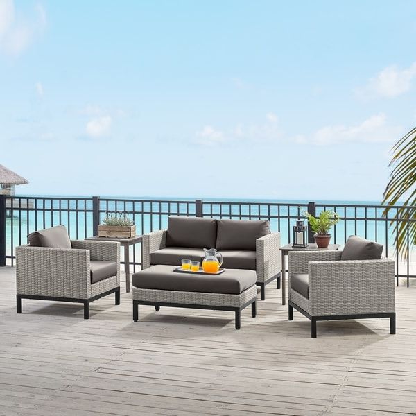 Grey 4 Piece Outdoor Wicker Weave Sofa Sectional Patio Furniture Set Regarding Well Liked 4 Piece Outdoor Sectional Patio Sets (View 6 of 15)