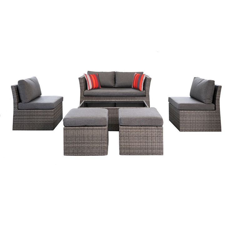 Hampton Bay Napa 6 Piece Woven Steel Patio Conversation Set With Grey Intended For Most Recent Charcoal Outdoor Conversation Seating Sets (View 14 of 15)