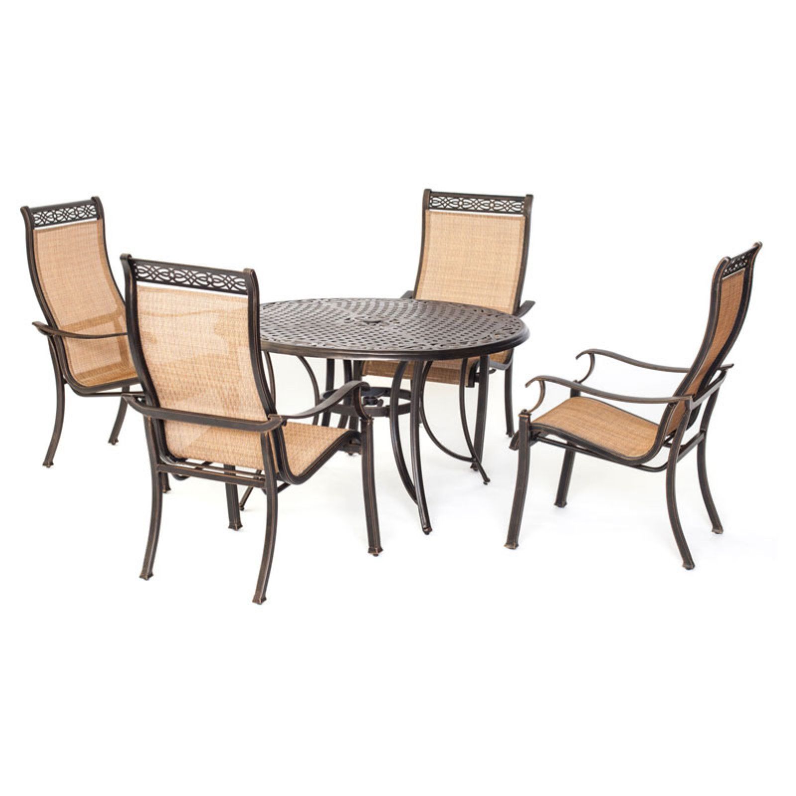 Hanover Manor Aluminum 5 Piece Round Patio Dining Set – Walmart With Well Liked Round 5 Piece Outdoor Patio Dining Sets (View 11 of 15)