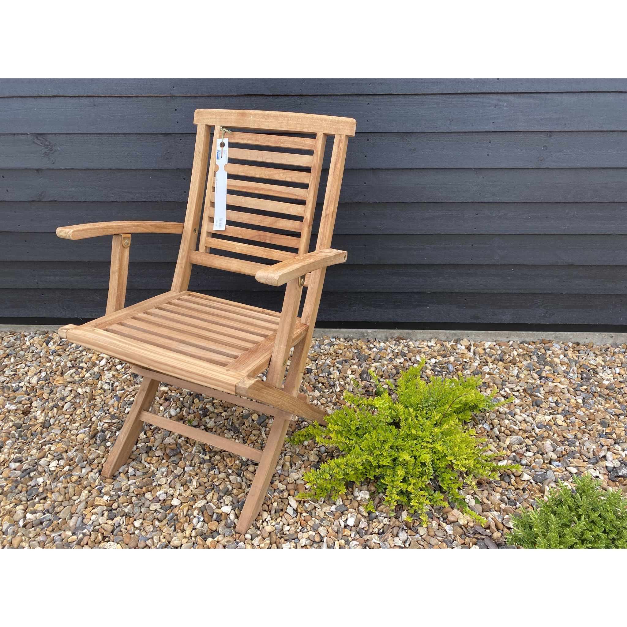 Hanton Teak Folding Arm Chair – Goldcliff Garden Centre Throughout Well Known Teak Outdoor Armchairs (View 4 of 15)