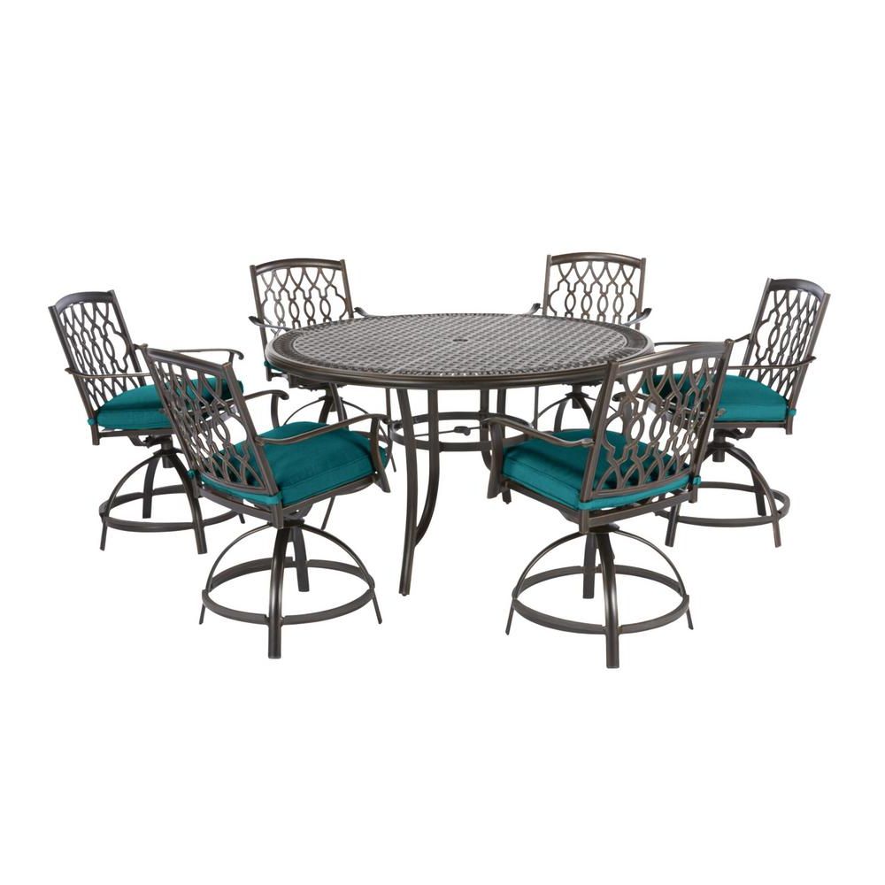 Home Decorators Collection Ridge Falls 7 Piece Dark Brown Aluminum With Preferred Dark Brown Patio Dining Sets (View 14 of 15)