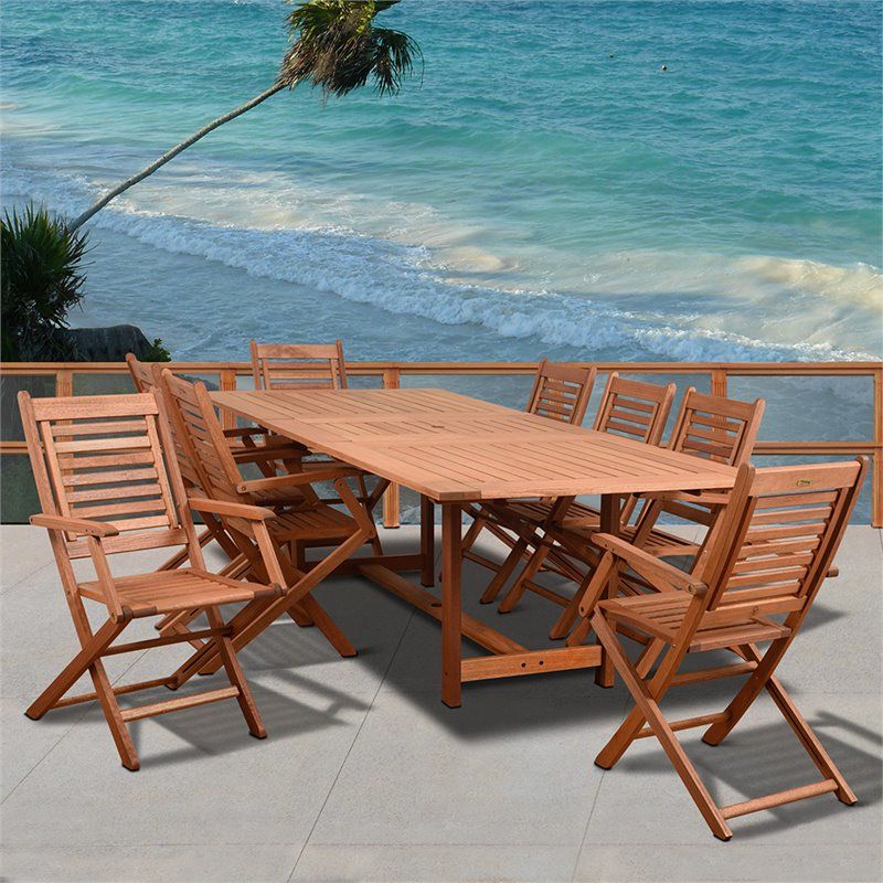International Home Amazonia Brandon 9 Piece Patio Dining Set In Brown Regarding Well Liked Brown 9 Piece Outdoor Dining Sets (View 1 of 15)