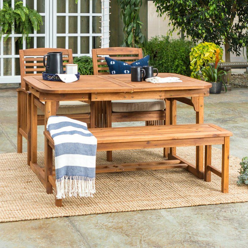 Joss & Main Tim 4 Piece Extendable Patio Dining Table Set & Reviews Within Most Current Extendable Patio Dining Set (View 13 of 15)