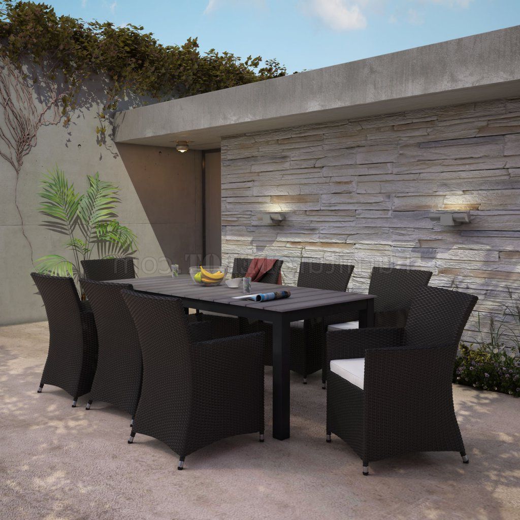 Junction 9 Piece Outdoor Dining Set In Brown/whitemodway In Most Current Brown 9 Piece Outdoor Dining Sets (View 10 of 15)