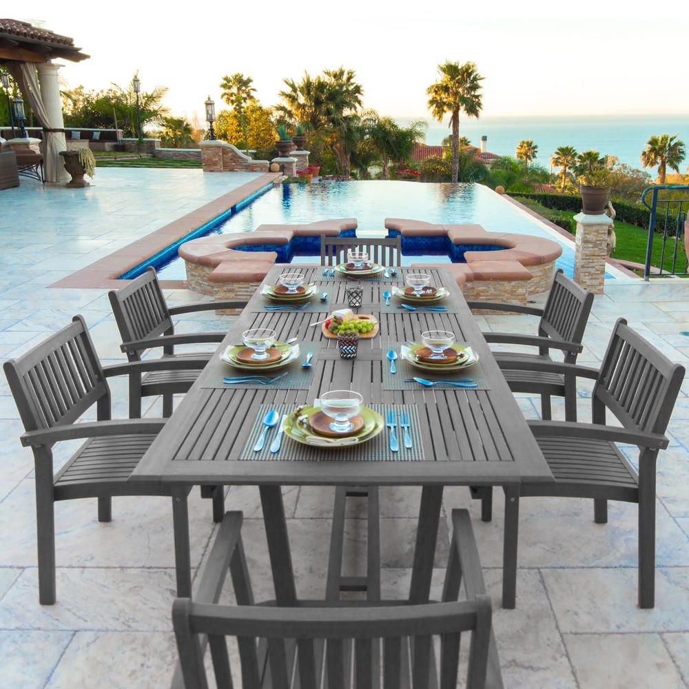 Large Rectangular Patio Dining Sets For 2020 Vifah Renaissance 7 Piece Wood Rectangular Outdoor Dining Set (View 11 of 15)