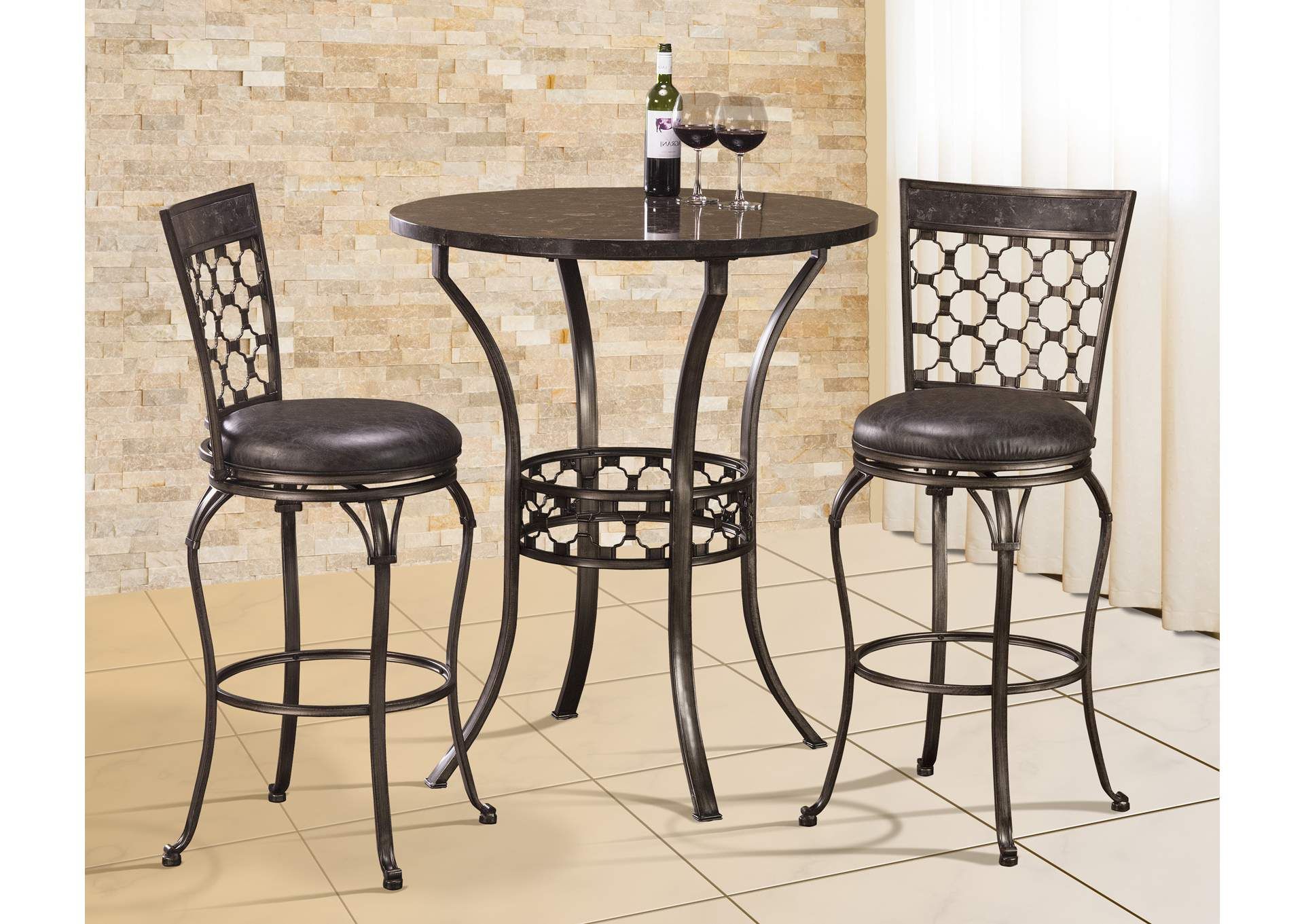 Latest 3 Piece Bistro Dining Sets For Brescello Pewter 3 Piece Bar Height Bistro Dining Set Kirk Imports (View 1 of 15)