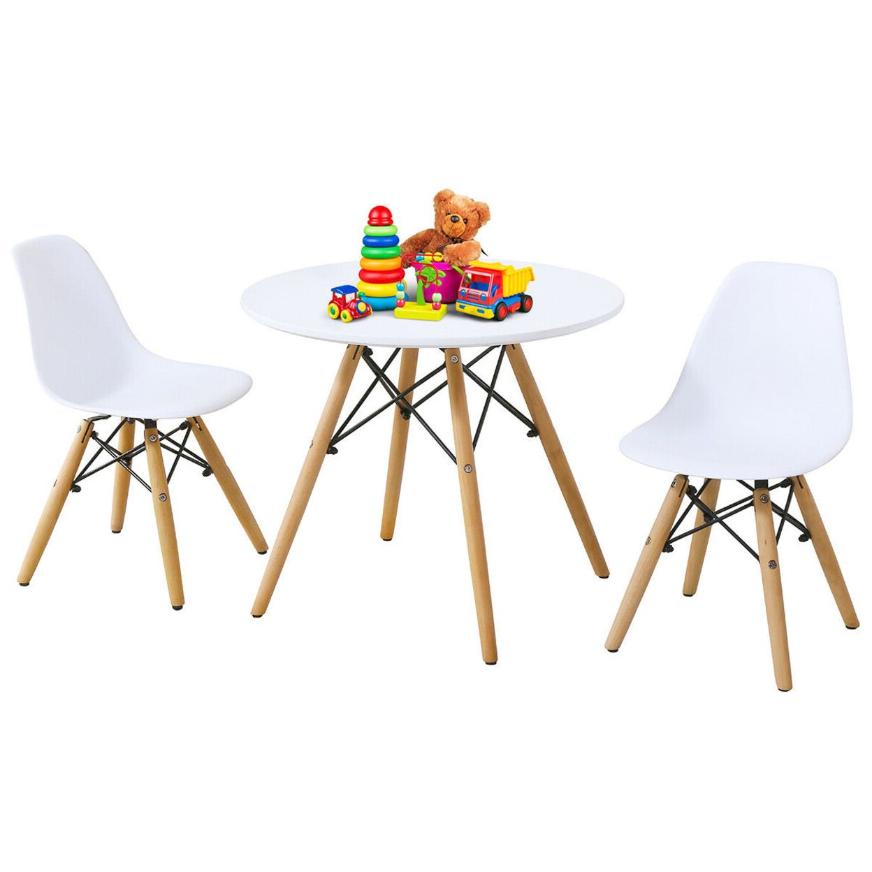 Latest Armless Round Dining Sets In Gymax Kids Modern Dining Table Set Round Table With 2 Armless Chairs (View 14 of 15)