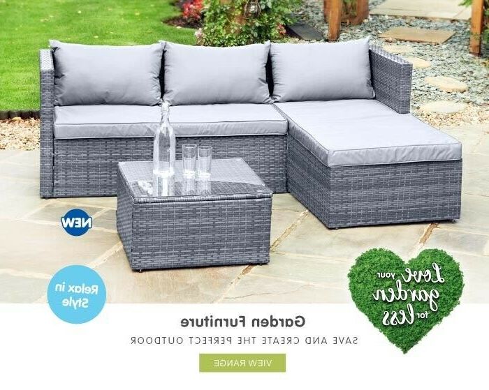 Latest Gray Outdoor Table And Loveseat Sets In Grey Rattan Corner Sofa And Table Garden Set (View 15 of 15)