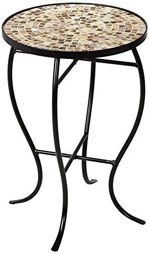 Latest Mosaic Black Outdoor Accent Tables Regarding Mother Of Pearl Mosaic Black Iron Outdoor Accent Table Te Https (View 6 of 15)