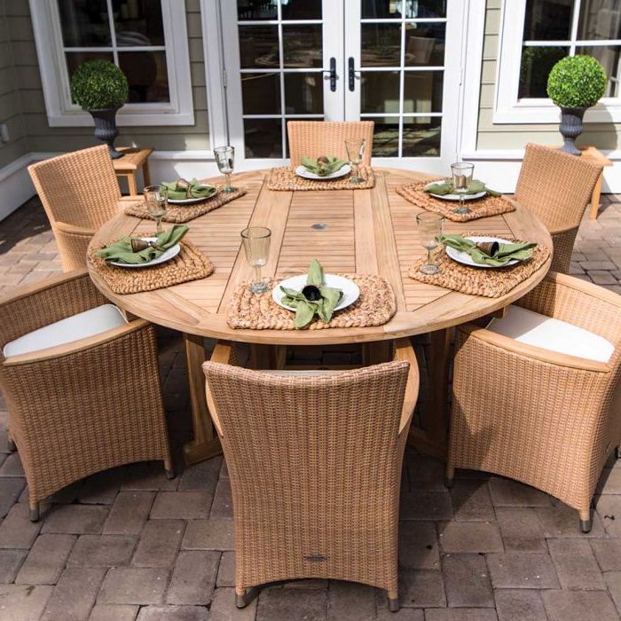 Latest Royal Teak Collection P43 7 Piece Teak Patio Dining Set With 72 Inch With Regard To 7 Piece Teak Wood Dining Sets (View 10 of 15)