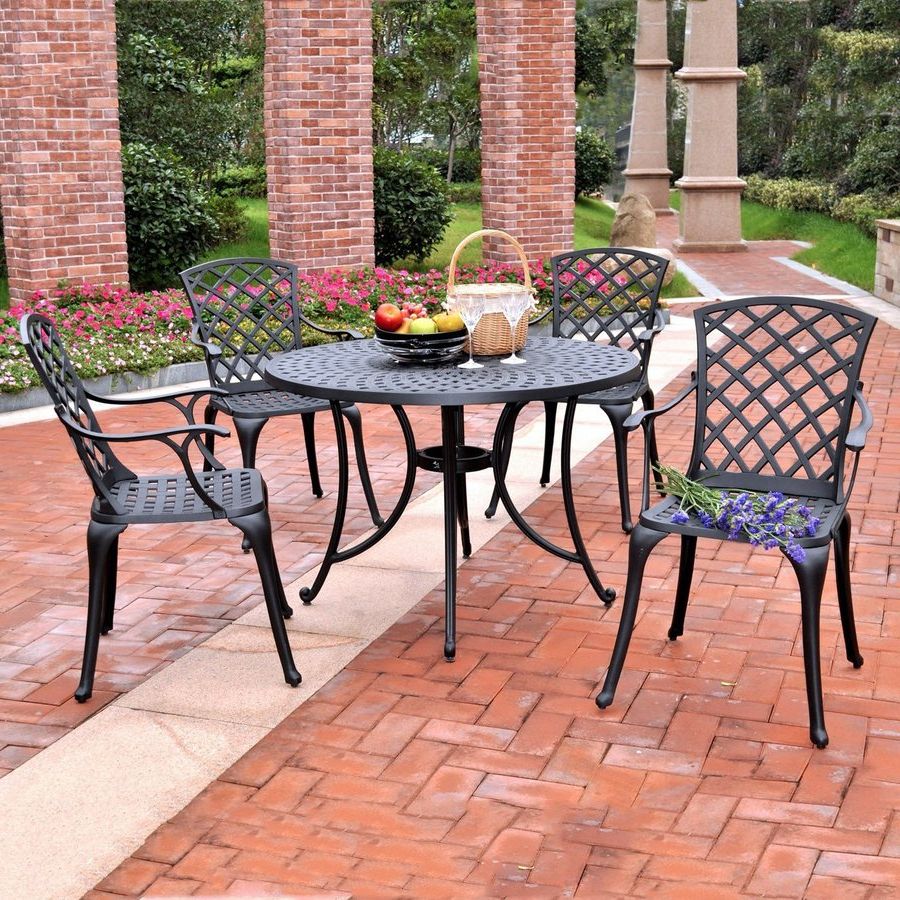 Latest Shop Crosley Furniture Sedona 5 Piece Black Metal Frame Patio Dining With 5 Piece Patio Sets (View 7 of 15)