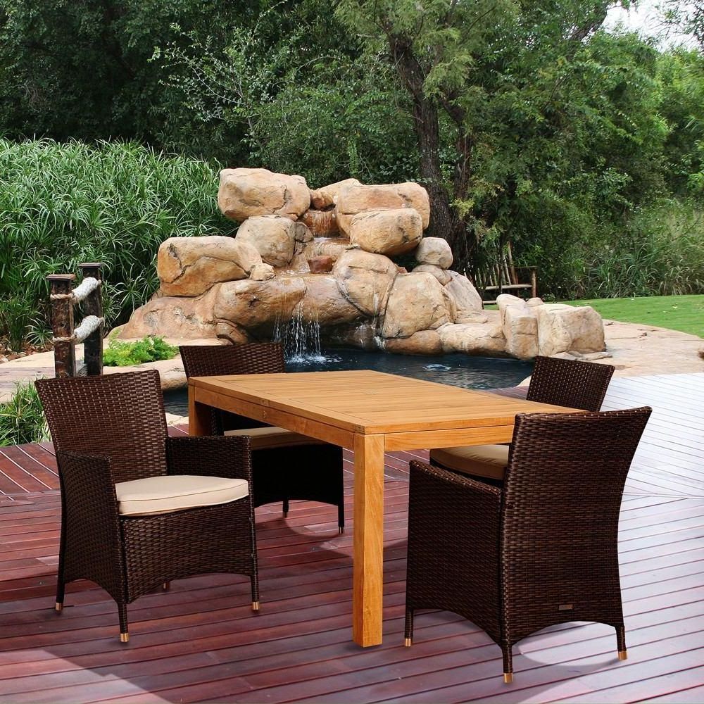 Latest Teak Outdoor Square Dining Sets Throughout $1, (View 14 of 15)