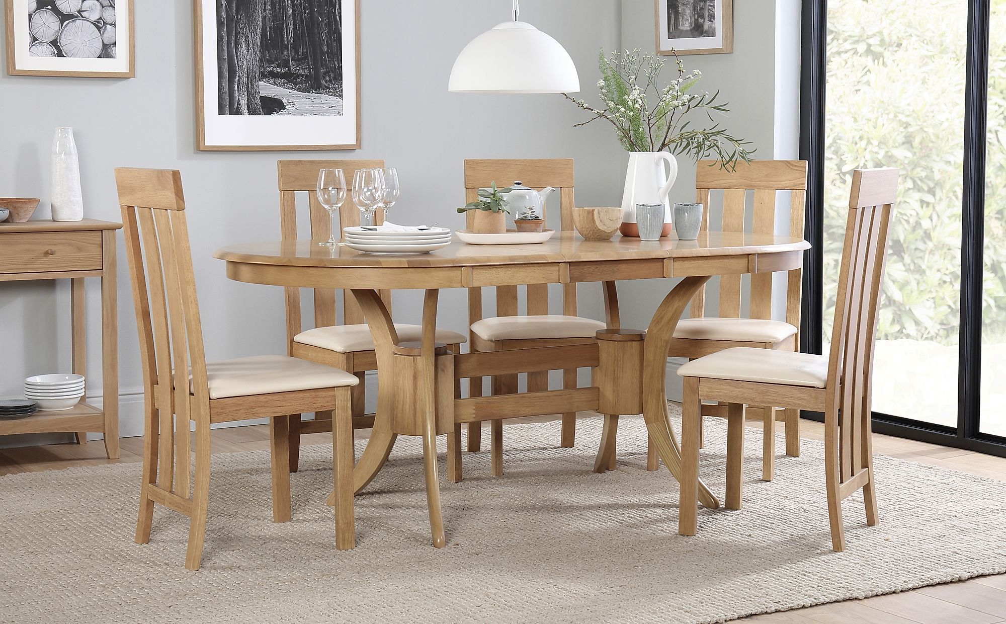 Latest Townhouse Oval Oak Extending Dining Table With 4 Chester Chairs (ivory Within Extendable Oval Dining Sets (View 6 of 15)