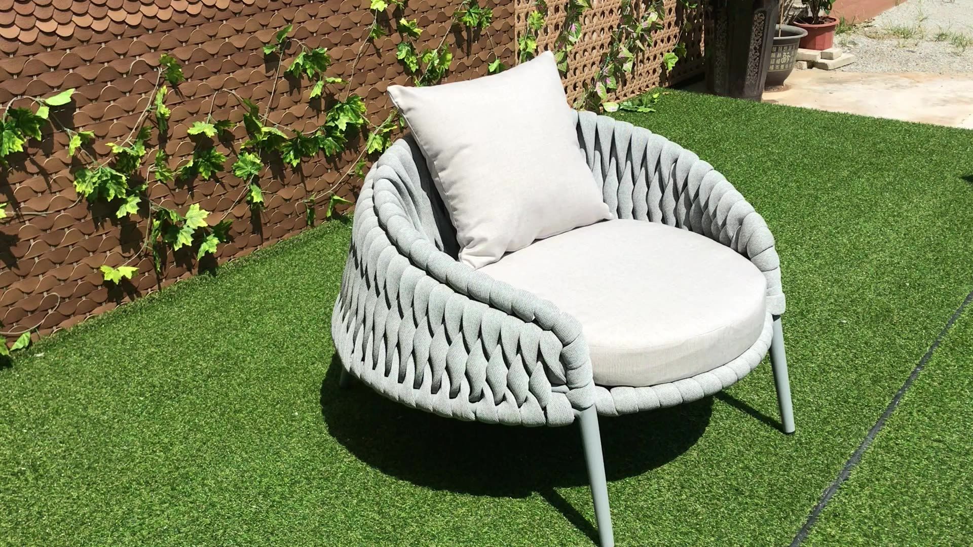 Latest White Fabric Outdoor Patio Sets With Modern Hotel Aluminum Rope Sofa Rope Furniture Modern Outdoor Furniture (View 1 of 15)