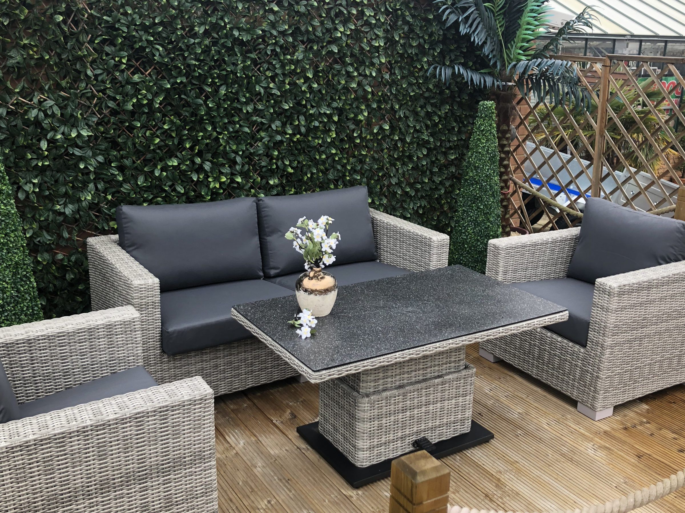 Life Outdoor Living Aya Lounge Set With Adjustable Table – Yacht Grey Inside Well Known Black Weave Outdoor Modern Dining Chairs Sets (View 12 of 15)