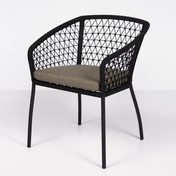 Lola Black Outdoor Wicker Dining Arm Chair (View 9 of 15)