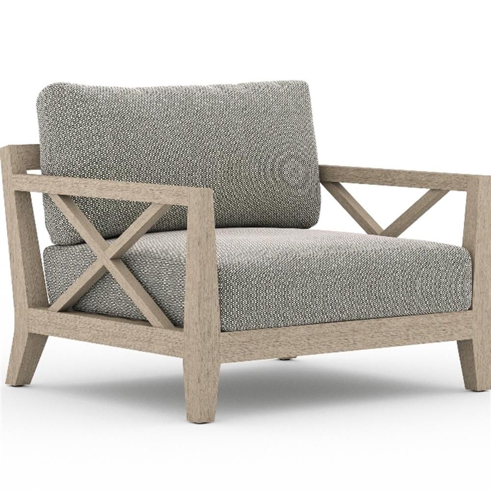 Madeline Modern Dark Grey Cushion Brown Teak Wood Outdoor Arm Chair Intended For Most Recently Released Dark Brown Wood Outdoor Chairs (View 12 of 15)