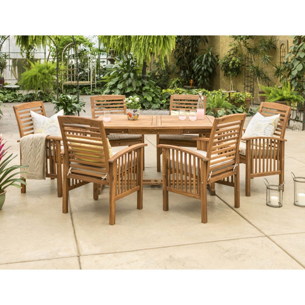 Manor Park Outdoor Patio 7 Piece Dining Set With Extendable Table For Intended For Recent Extendable 7 Piece Patio Dining Sets (View 13 of 15)