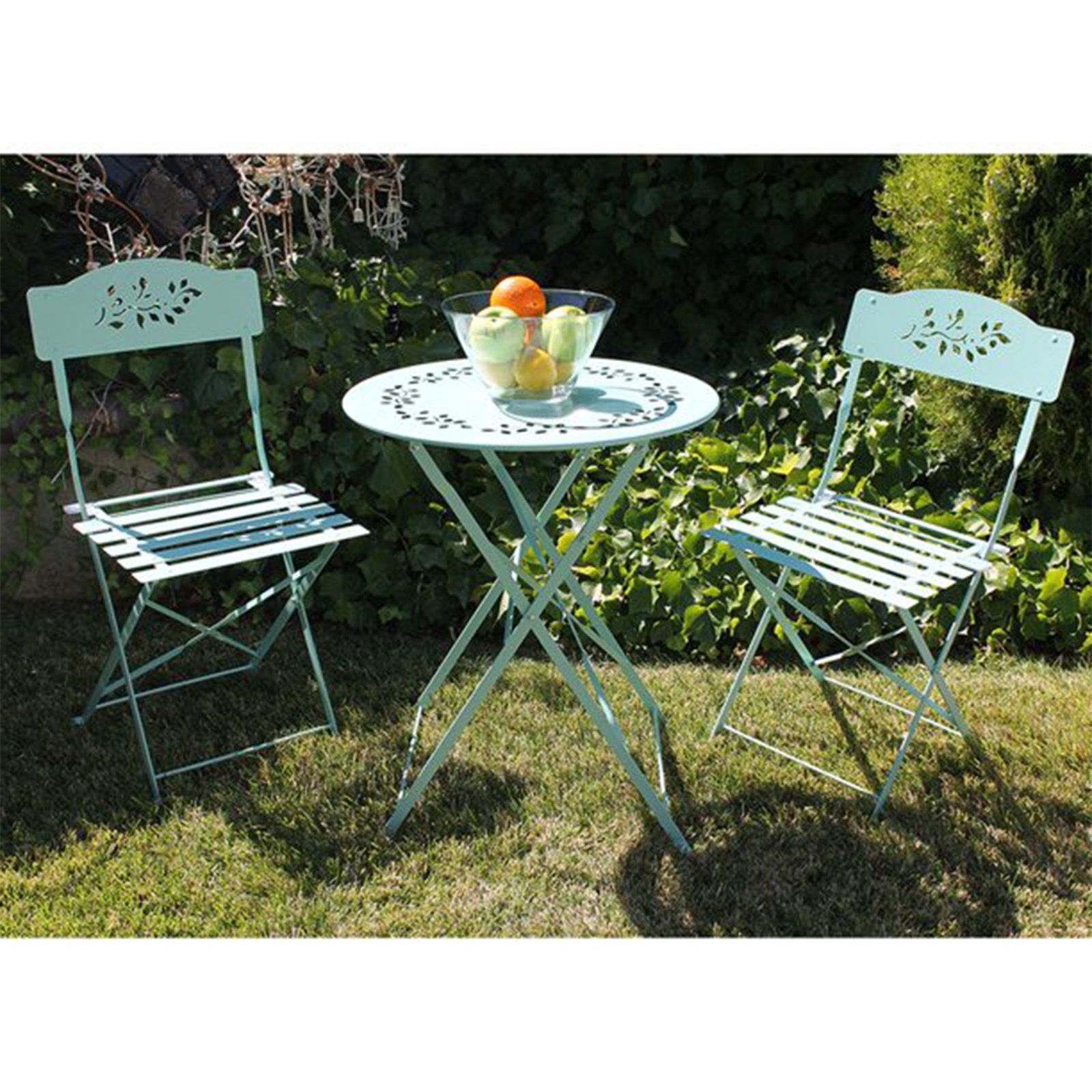 Metal Folding Bistro Set, 3 Piece Outdoor Furniture All Weather Pertaining To Widely Used Indoor Outdoor Conversation Sets (View 13 of 15)