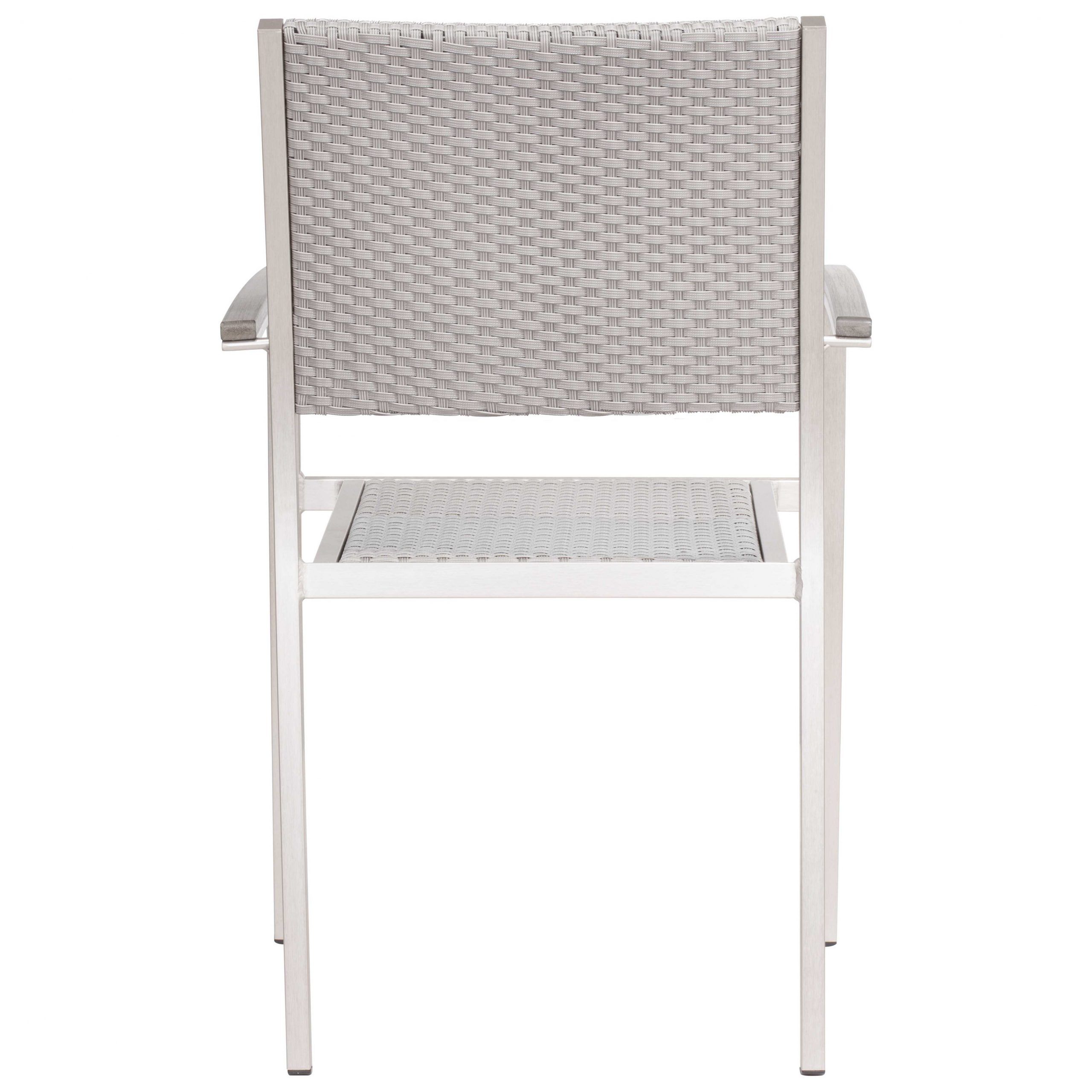 Metropolitan Outdoor Dining Chair Sets Throughout Most Current Zuo Outdoor Metropolitan Aluminum Silver Stackable Dining Arm Chair Set (View 11 of 15)