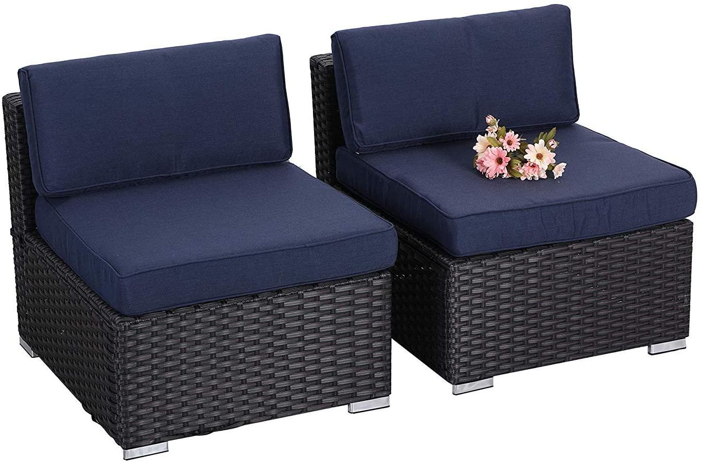 Mf Studio Outdoor Sectional Furniture 2 Piece Patio Sofa Set Low Back Throughout Trendy Navy Outdoor Seating Sectional Patio Sets (View 13 of 15)