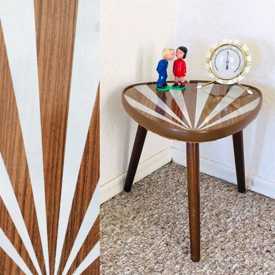 Mid Century Accent Table, Plant Pertaining To Triangular Indoor Outdoor Nesting Tables (View 3 of 15)