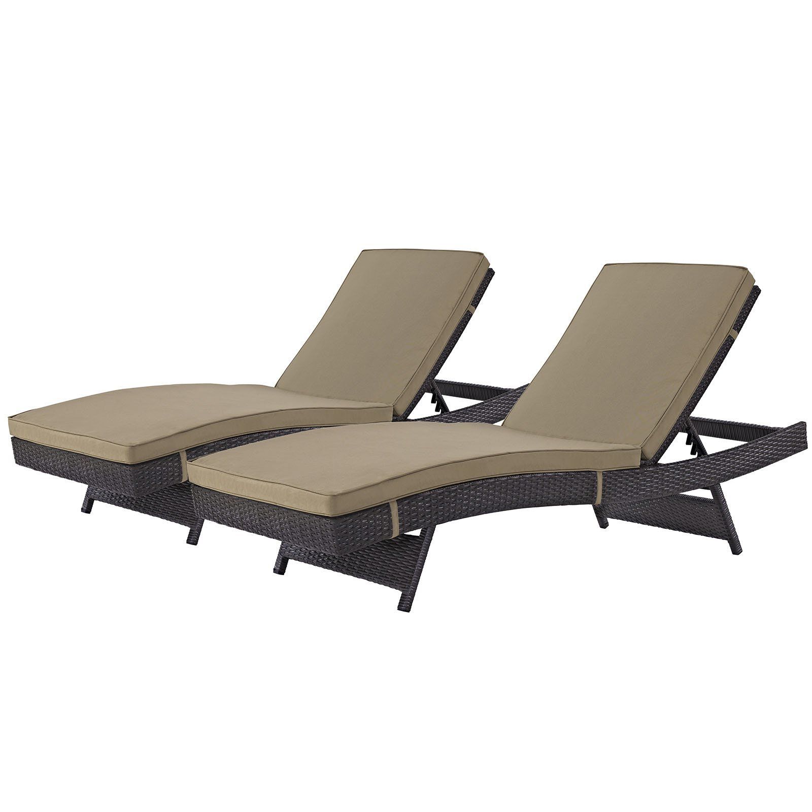Mocha Fabric Outdoor Wicker Armchair Sets Intended For Most Recently Released Convene Rattan Outdoor Patio Chaise (set Of 2) (View 7 of 15)