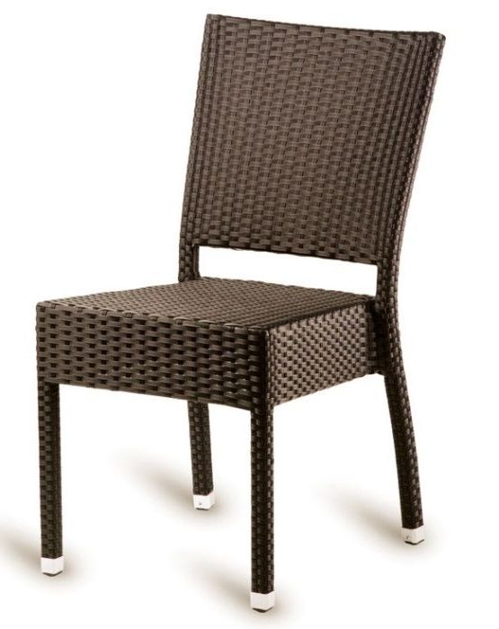 Mocha Fabric Outdoor Wicker Armchair Sets Pertaining To Widely Used Riley Mocha Outdoor Weave Sidechair – Cafe Reality (View 3 of 15)
