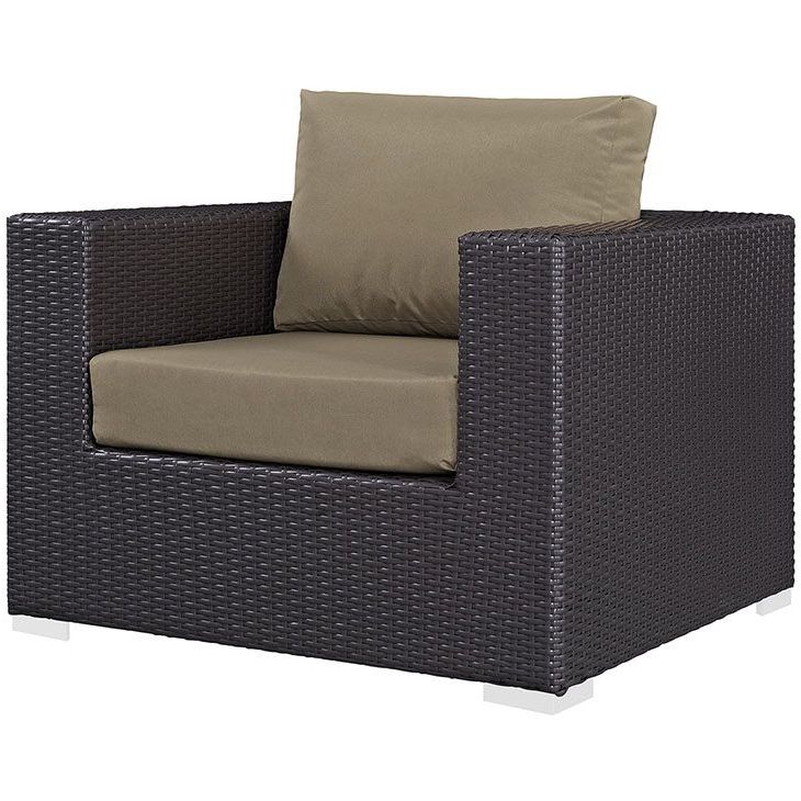 Mocha Fabric Outdoor Wicker Armchair Sets With Regard To Most Popular Convene Outdoor Patio Armchair In Espresso Mocha – East End Imports Eei (View 10 of 15)