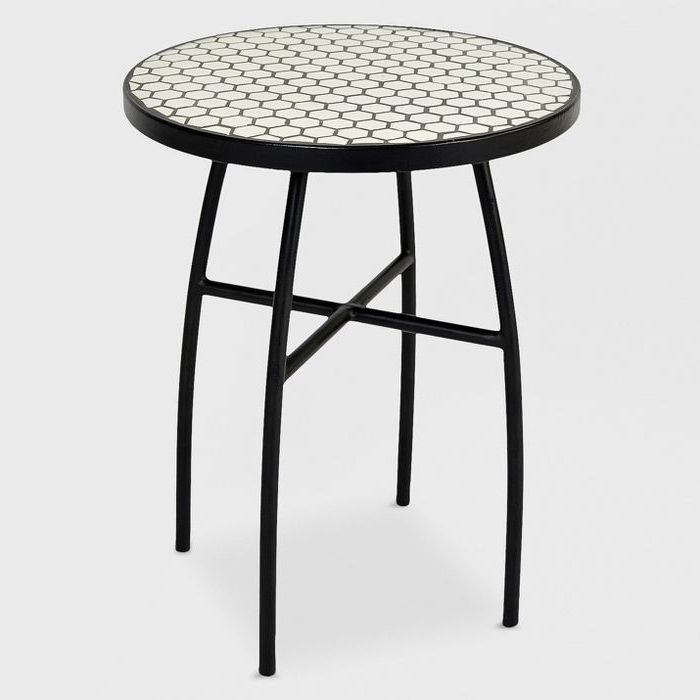 Mosaic Black Outdoor Accent Tables With 2020 Mosaic Honeycomb Indoor/outdoor Accent Table Black/off White (View 8 of 15)