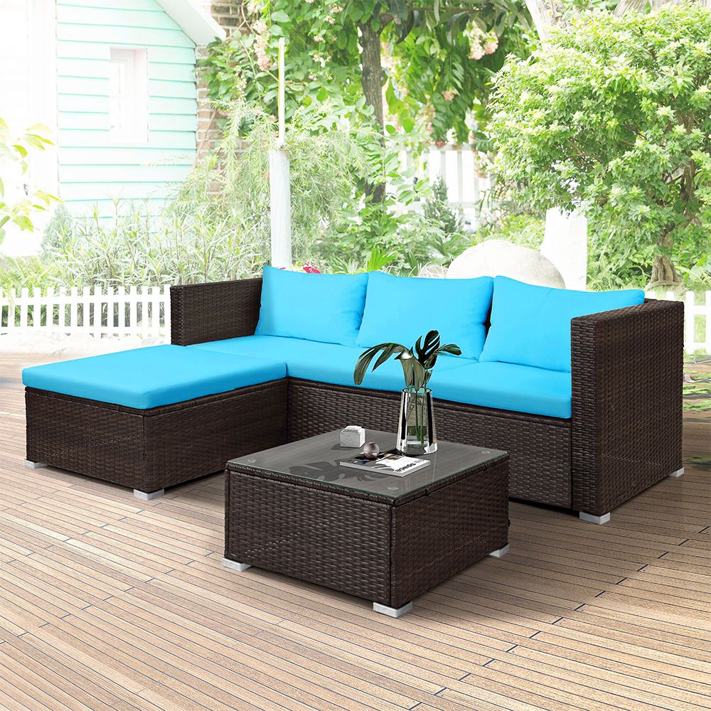 Most Current 3 Piece Outdoor Table And Loveseat Sets Pertaining To Clearance!3 Piece Outdoor Patio Conversation Set, 2 Rattan Wicker (View 5 of 15)