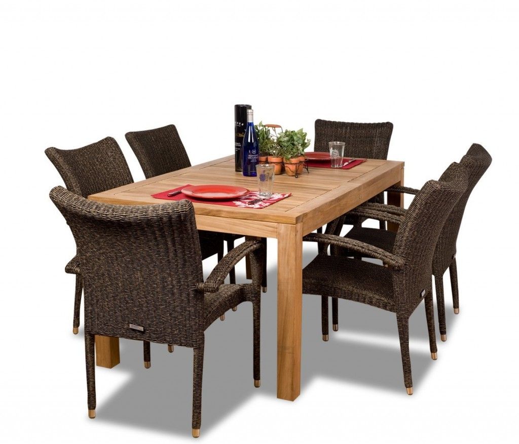 Most Current Amazonia Brussels 7 Piece Teak/wicker Rectangular Dining Set Review Regarding 7 Pieces Teak Outdoor Dining Sets (View 12 of 15)