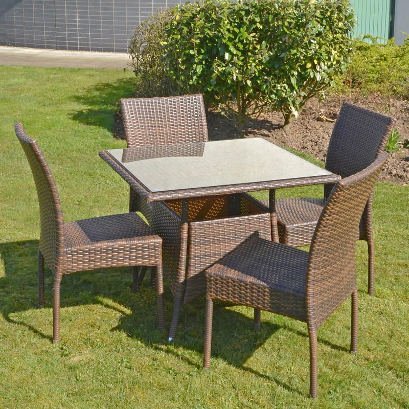Most Current Azuma 5 Piece Brittany Wicker Rattan Dining Table Chair Garden Patio With Regard To 5 Piece 4 Seat Outdoor Patio Sets (View 6 of 15)