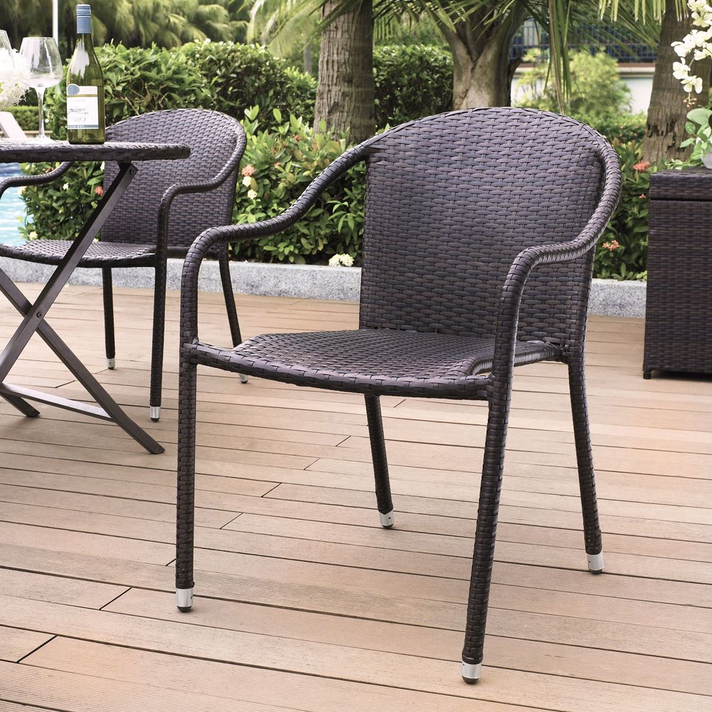 Most Current Rattan Wicker Outdoor Seating Sets For Crosley Furniture – Palm Harbor Outdoor Wicker Stackable Chairs – Set (View 6 of 15)