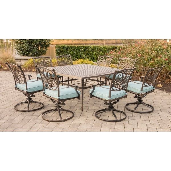 Most Current Square 9 Piece Outdoor Dining Sets With Shop Hanover Outdoor Traditions 9 Piece Square Dining Set With Eight (View 5 of 15)