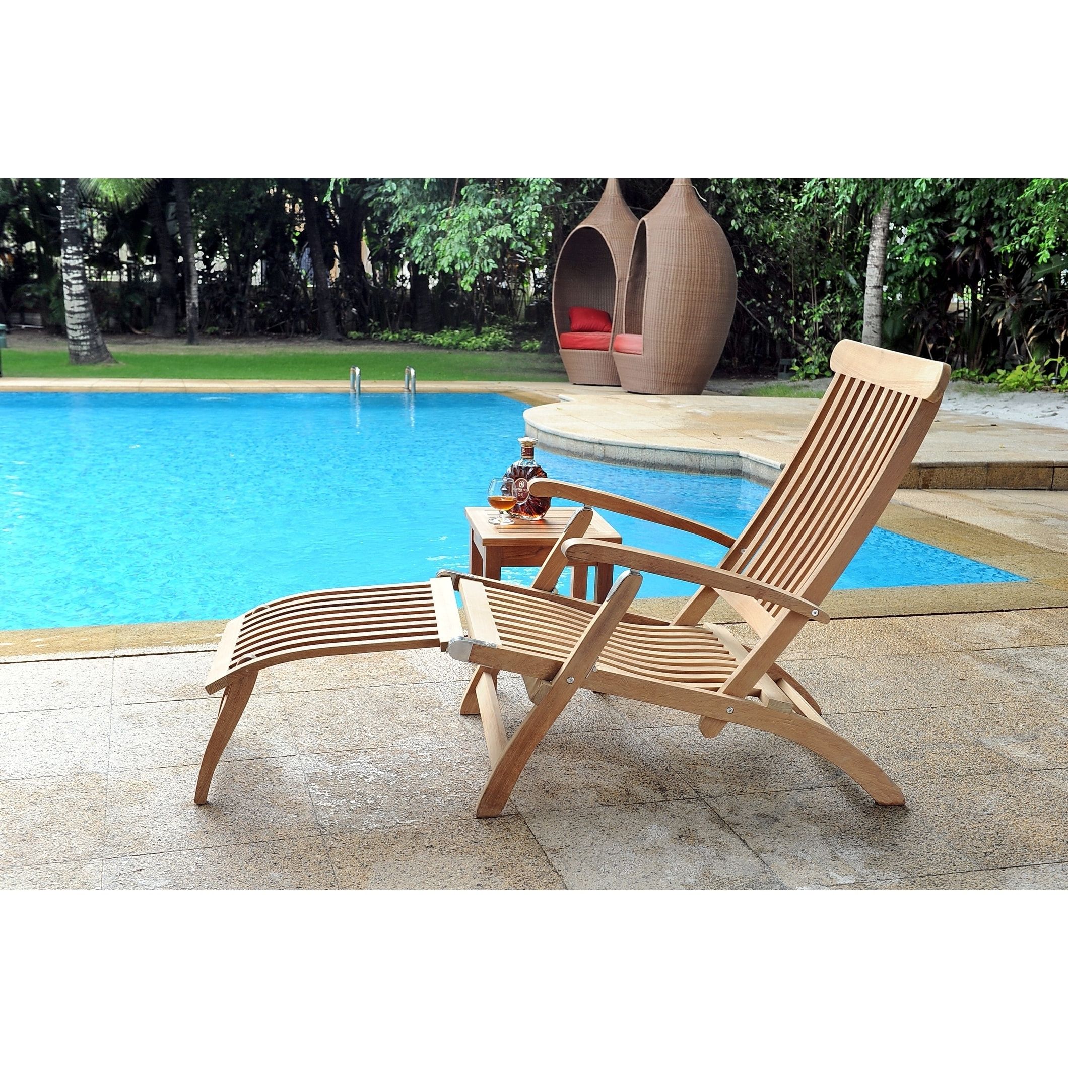 Most Current Teak Outdoor Folding Armchairs Regarding Hiteak Steamer Outdoor Folding Teak Chaise Lounge Chair – Walmart (View 4 of 15)