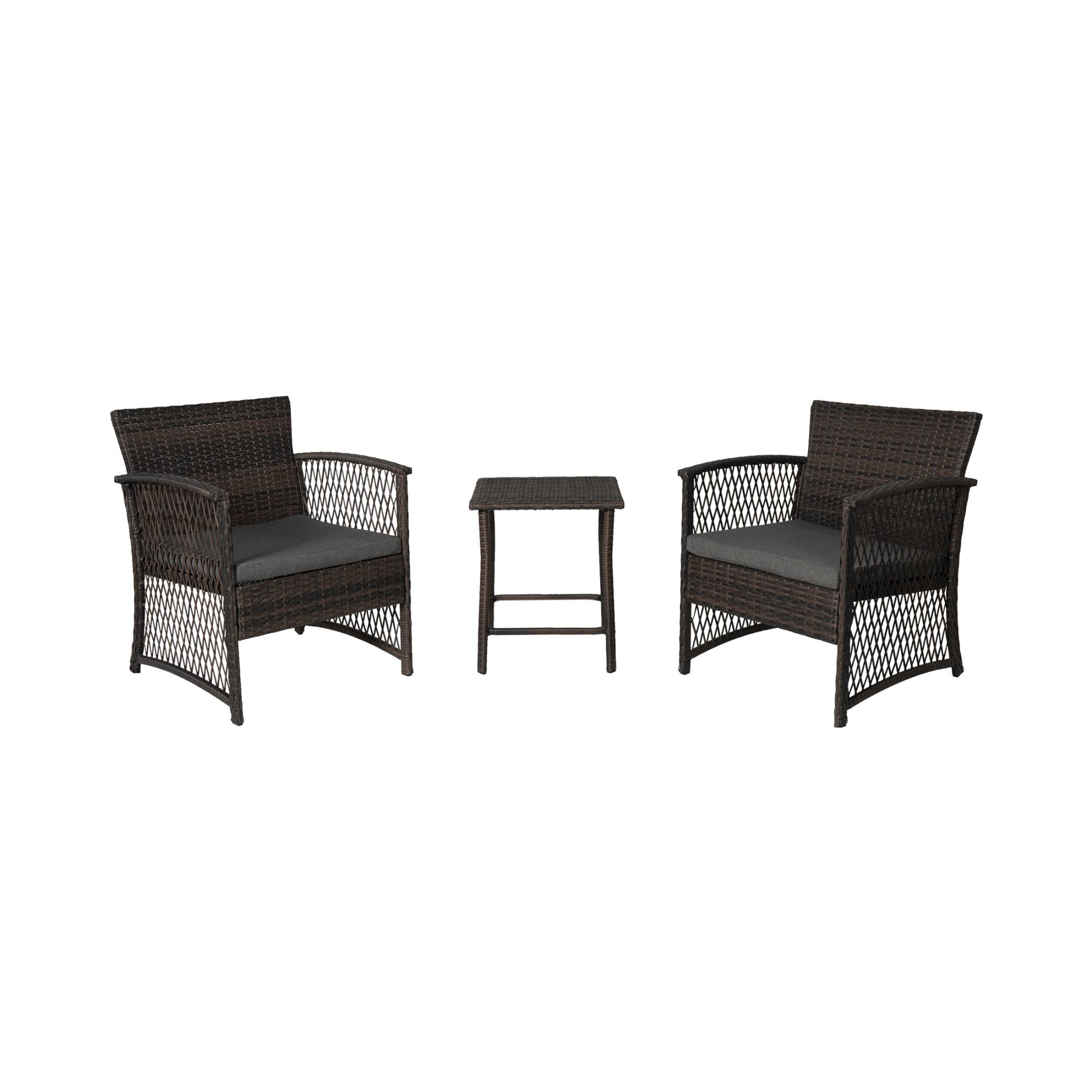 Most Current Westintrends 3pc Rattan Wicker Bistro Conversation Seating Set For With Gray All Weather Outdoor Seating Patio Sets (View 12 of 15)