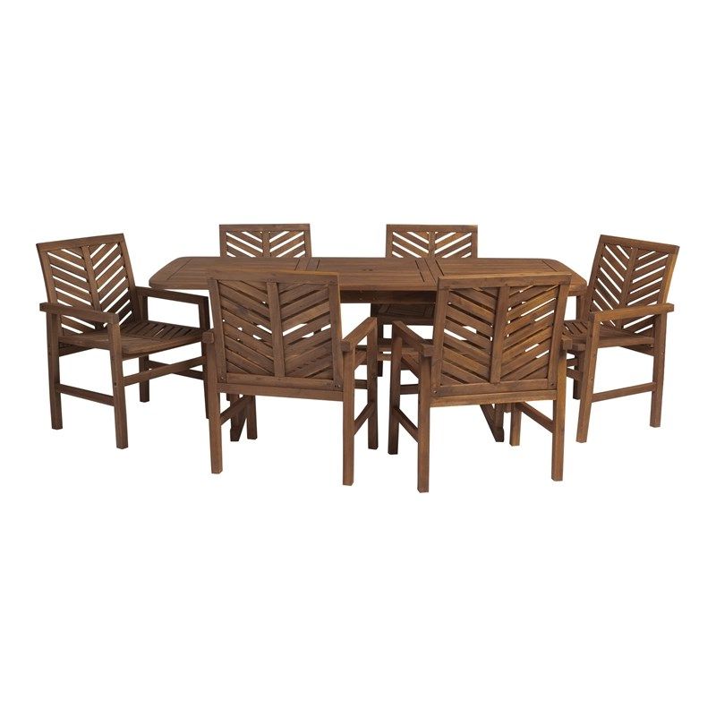 Most Popular 7 Piece Extendable Outdoor Patio Dining Set – Dark Brown – Ow7txvindb In Extendable Patio Dining Set (View 10 of 15)