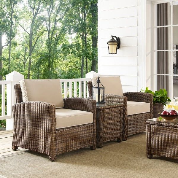 Most Popular Brown Patio Conversation Sets With Cushions Pertaining To Shop Bradenton Brown Wicker Sand Cushions Outdoor Conversation Set (set (View 7 of 15)