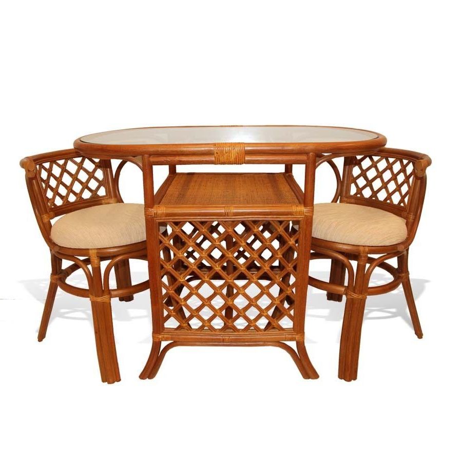 Most Popular Distressed Wicker Patio Dining Set In Borneo Handmade Rattan Wicker Compact Dinette Dining Setoval Table (View 4 of 15)