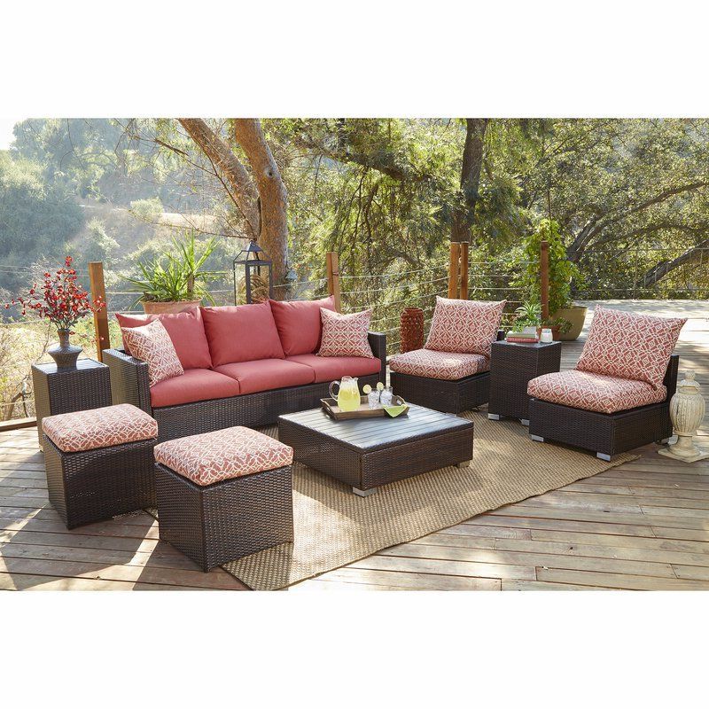 Most Popular Indoor Outdoor Conversation Sets Throughout Mcmanis 8 Piece Rattan Conversation Set With Cushions (View 3 of 15)