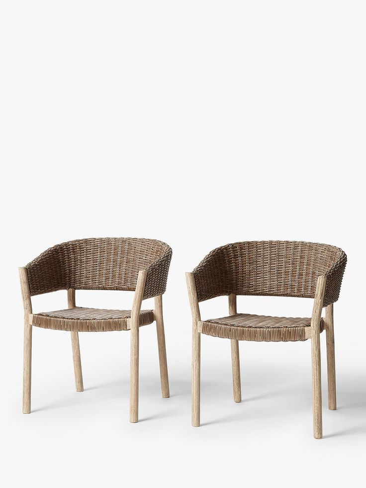 Most Popular Natural Acacia Wood Bistro Dining Sets Inside Croft Collection Burford Garden Woven Dining Chairs, Set Of 2, Fsc (View 4 of 15)