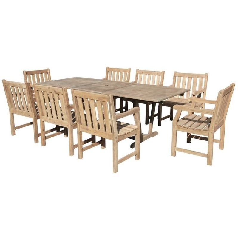 Most Popular Vifah Renaissance 9 Piece Solid Wood Extendable Patio Dining Set In Throughout 9 Piece Extendable Patio Dining Sets (View 1 of 15)