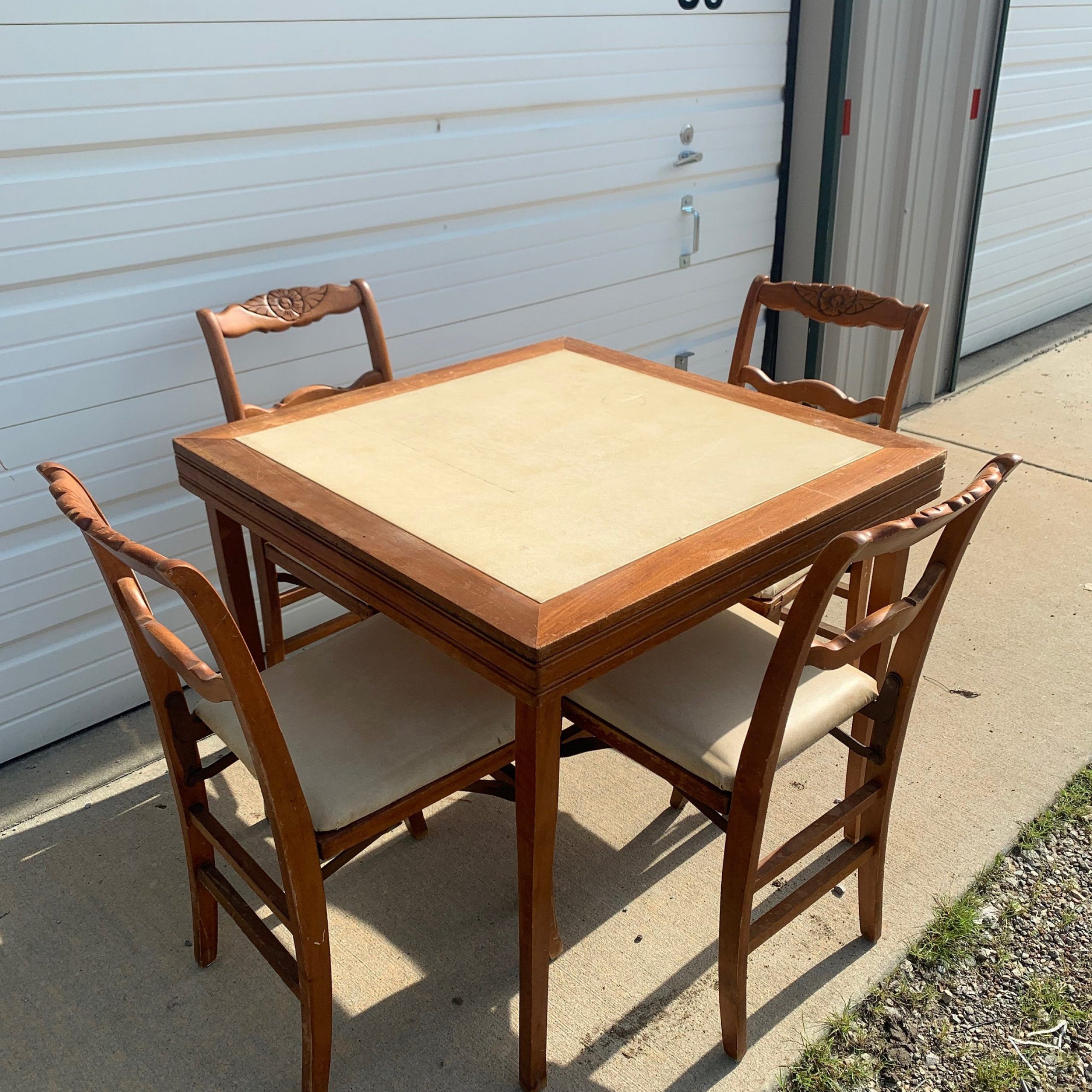 Most Popular Wood Bistro Table And Chairs Sets Throughout 5pc Vintage Game Card Table Chairs Dining Wood Dinette Kitchen Bistro (View 7 of 15)