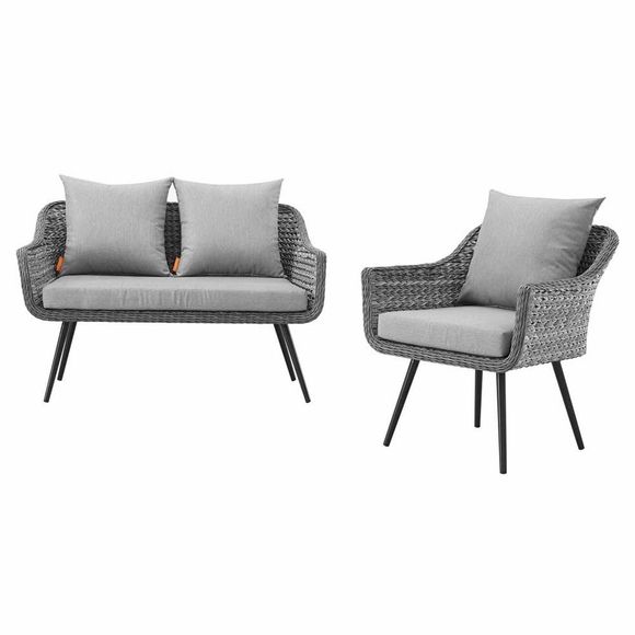 Most Recent 2 Piece Outdoor Wicker Sectional Sofa Sets Pertaining To Endeavor 2 Piece Outdoor Patio Wicker Rattan Sectional Sofa Set In Gray (View 8 of 15)