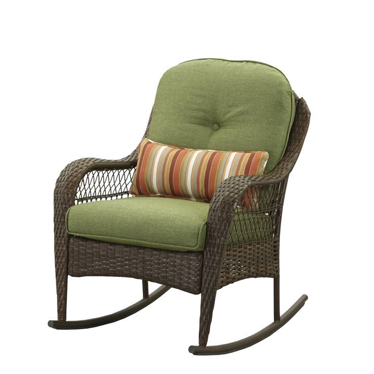 Most Recent Better Homes & Gardens Azalea Ridge Outdoor Wicker Rocking Chair Throughout Green Rattan Outdoor Rocking Chair Sets (View 2 of 15)