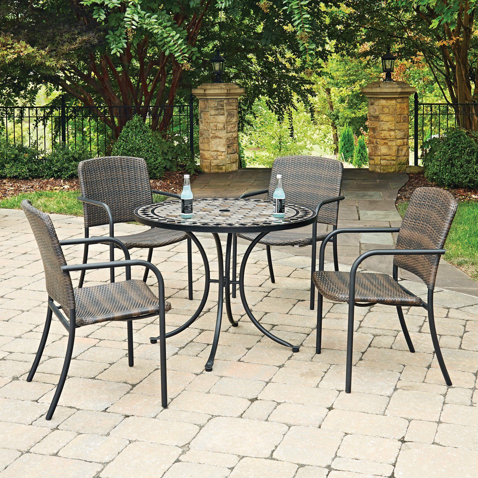 Most Recent Round 5 Piece Outdoor Dining Set With Regard To Home Styles Marble Top Round 5 Piece 39 In (View 6 of 15)