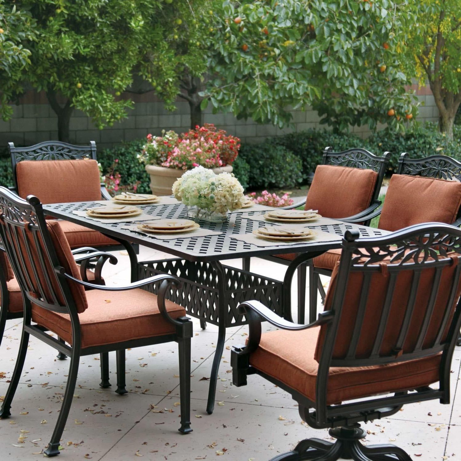 Most Recently Released 7 Piece Small Patio Dining Sets Regarding Darlee Charleston 7 Piece Cast Aluminum Patio Dining Set : Bbqguys (View 3 of 15)