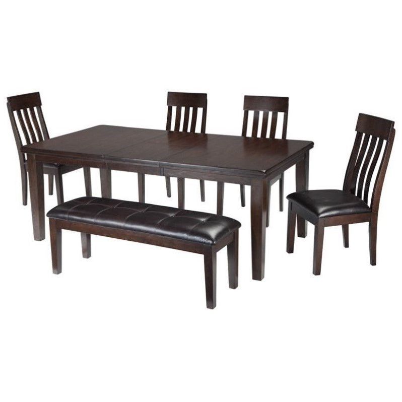 Most Recently Released Ashley Haddigan 6 Piece Dining Set With Bench In Dark Brown – Walmart With Regard To Dark Brown 6 Piece Patio Dining Sets (View 9 of 15)