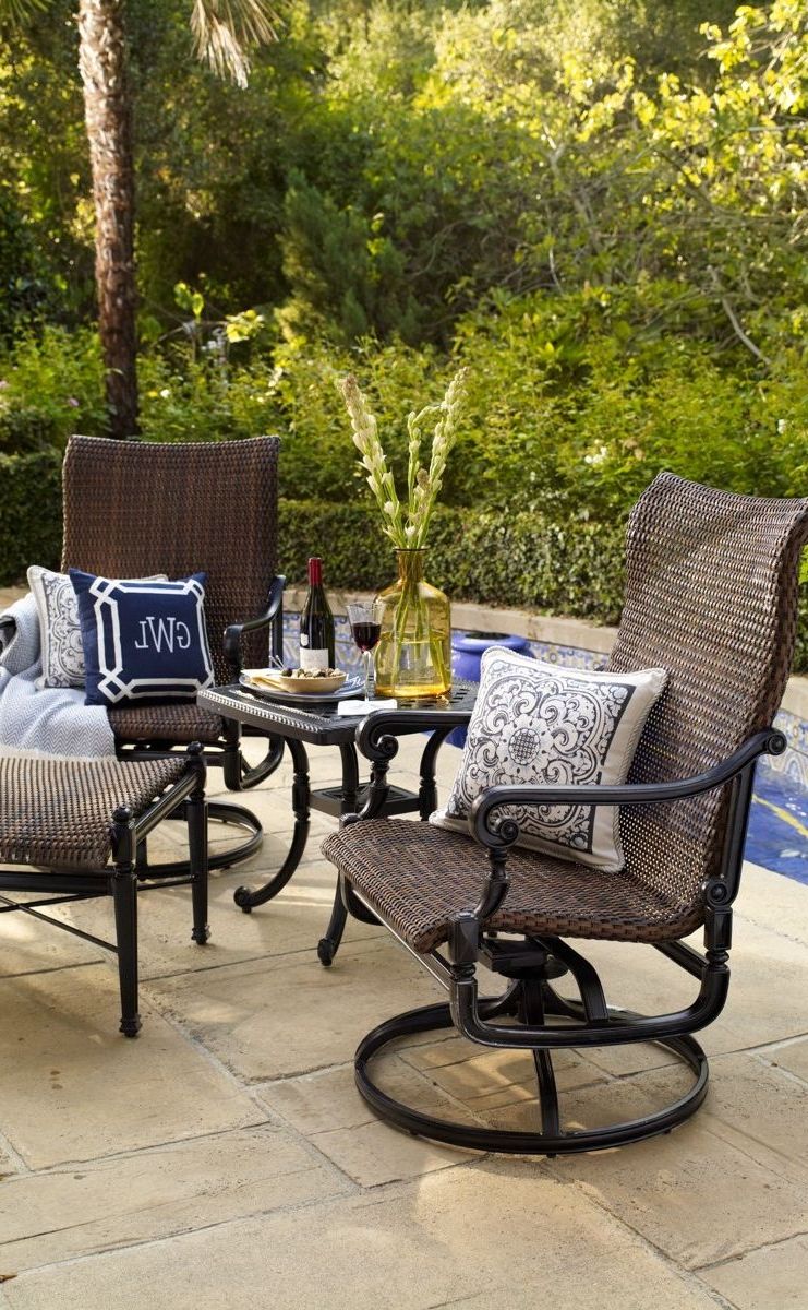 Most Recently Released Black Weave Outdoor Modern Dining Chairs Sets Regarding Carlisle Woven Swivel Rocker Lounge Chairs, Set Of Two (View 15 of 15)
